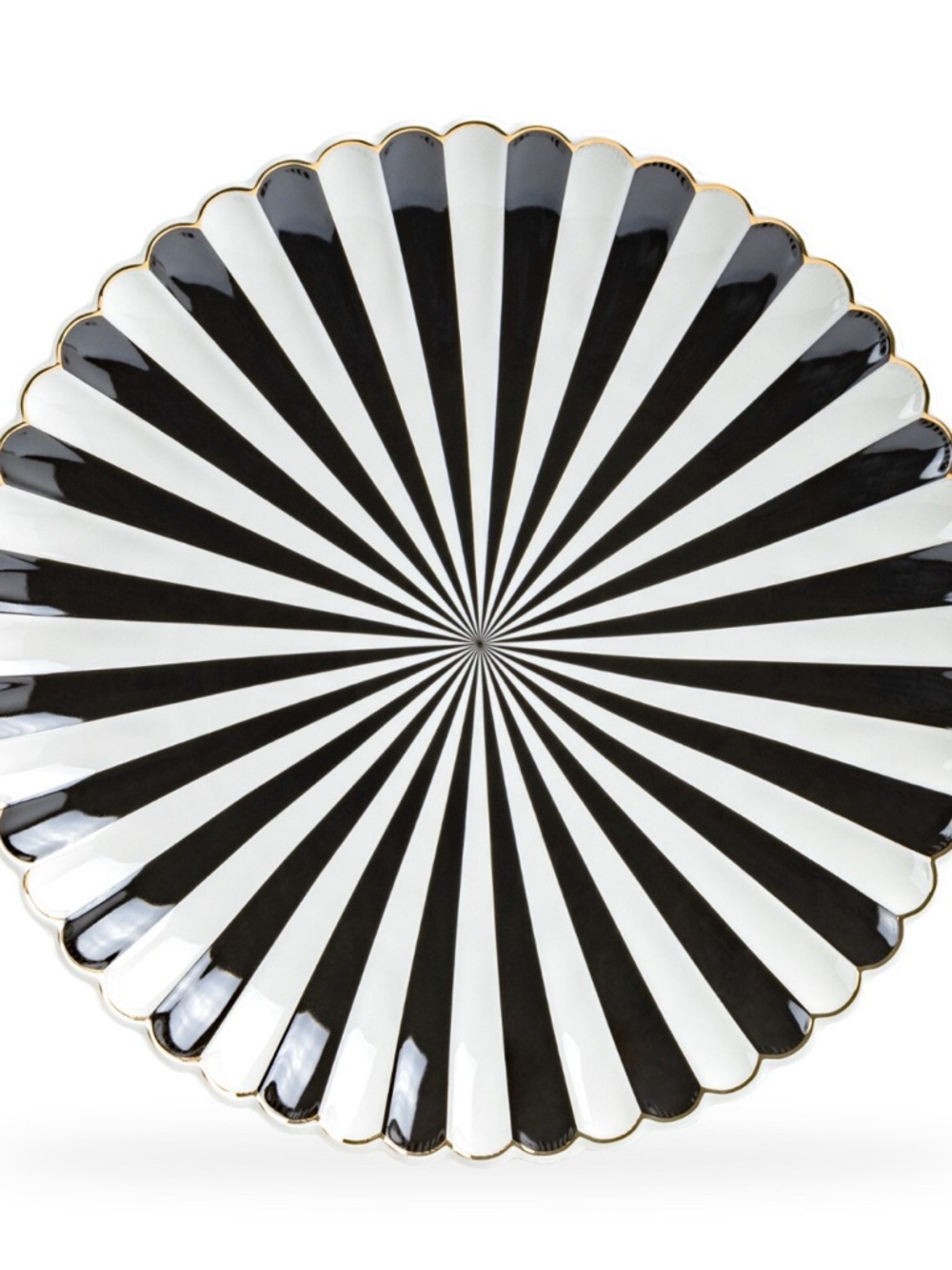 GRACE TEAWARE
2X Black and White Stripe Scallop Fine Porcelain 12.5" Charger